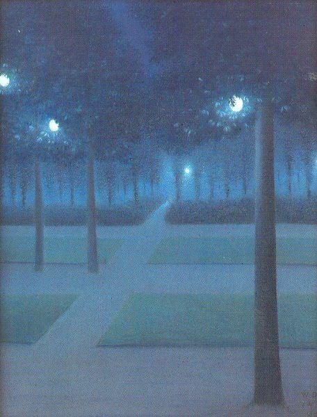 Nuncques, William Degouve de Nocturne in the Parc Royal, Brussels France oil painting art